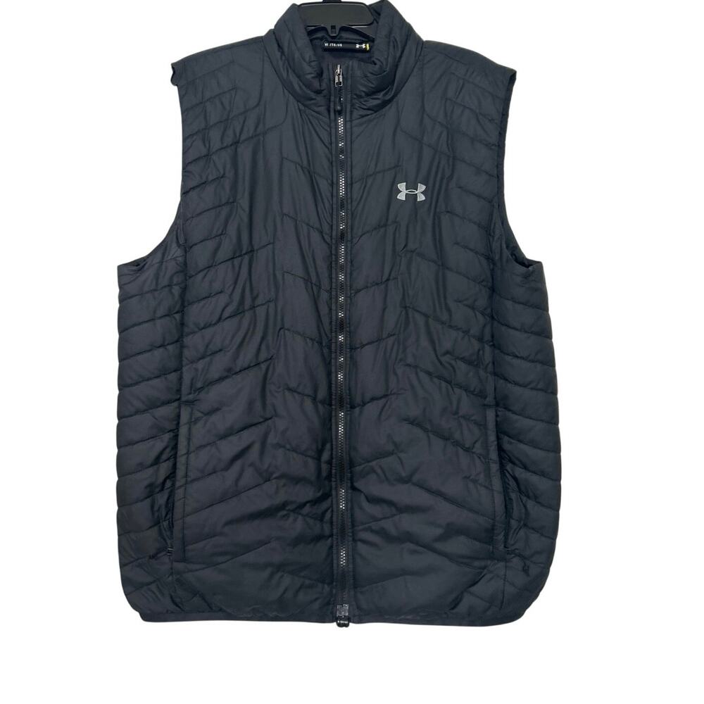 Under Armour Men’s XL Black Quilted Puffer Vest Loose Fit Hiking Outdoor